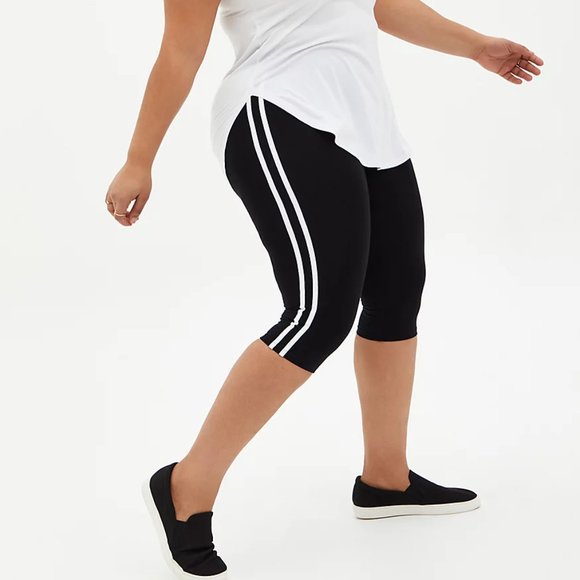 ♥️NWT VINTAGE TORRID DOUBLE SIDE STRIPE PEDAL PUSHER CROP LEGGING, Large Size 12 - Picture 1 of 10